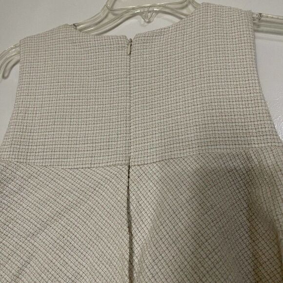 HD IN PARIS TWEEDED OPEN-SHOULDER DRESS COLD SHOULDER DRESS IVORY ANTHROPOLOGIE - Picture 4 of 7